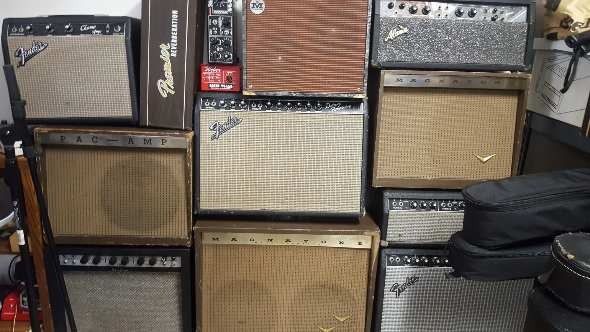 Wall of vintage amps