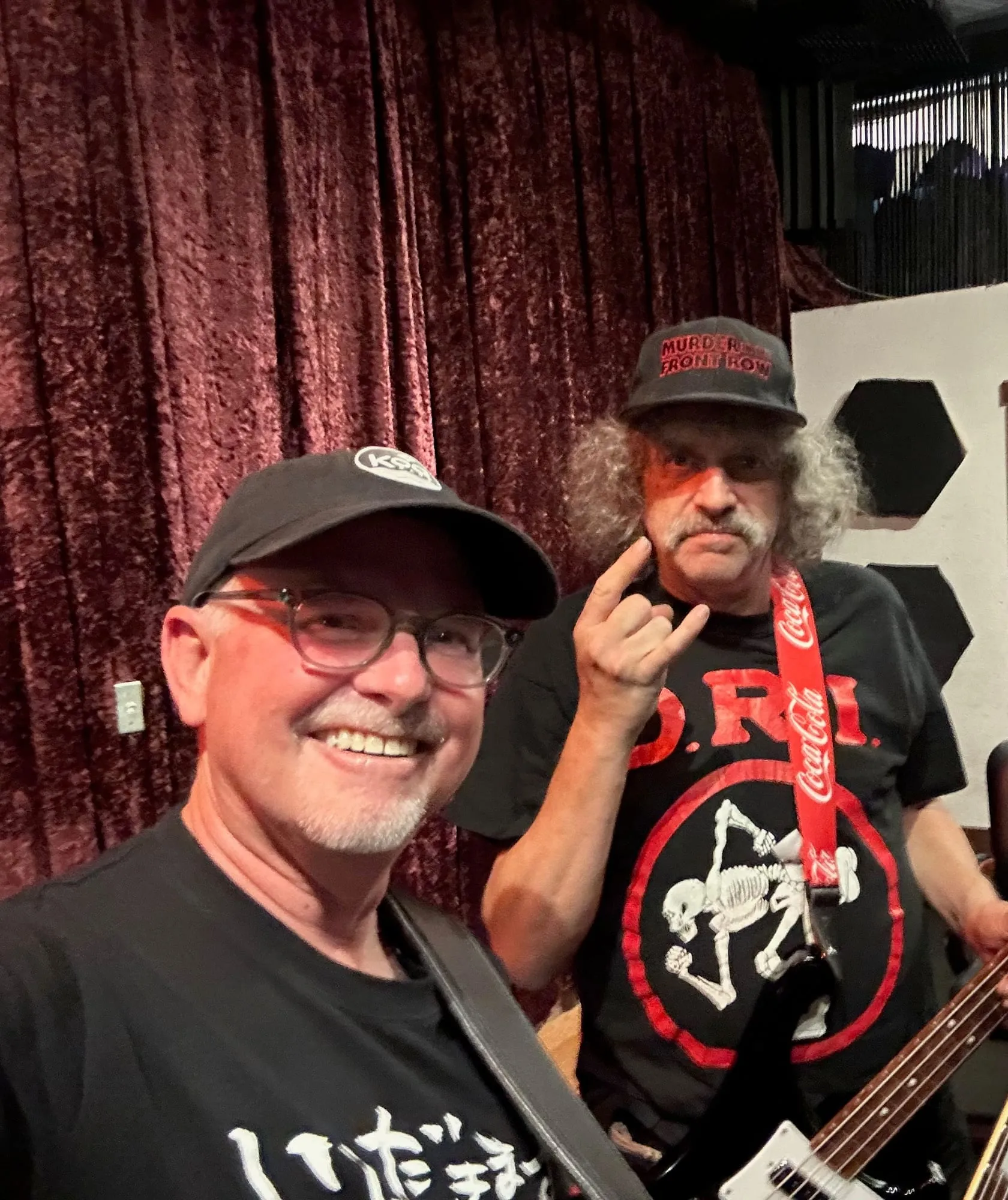 Backstage with the bass player